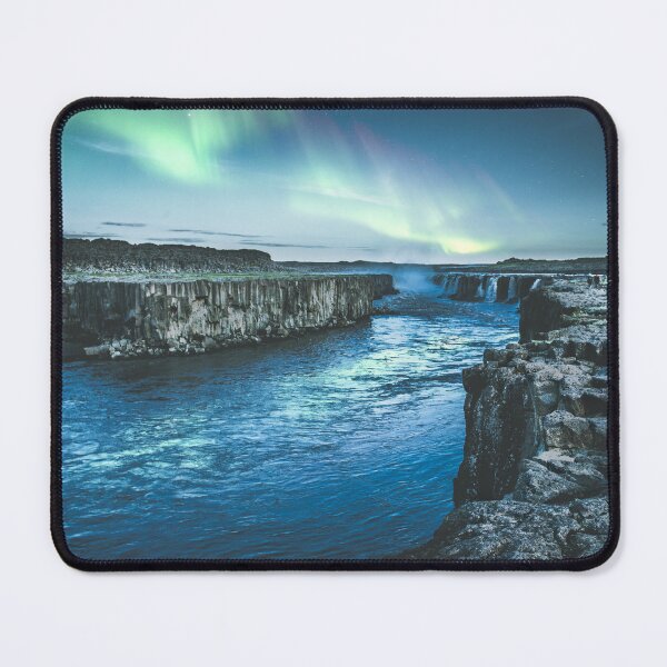Item preview, phenomenon lake between mountains below northern lighs designed and sold by ImRotem.