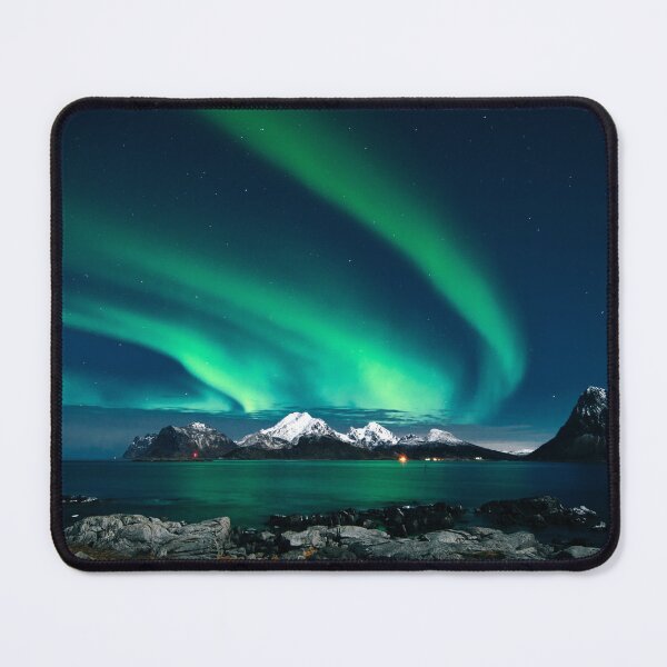 Item preview, northern lighs sky above snowed mountains with a phenomenon sea designed and sold by ImRotem.
