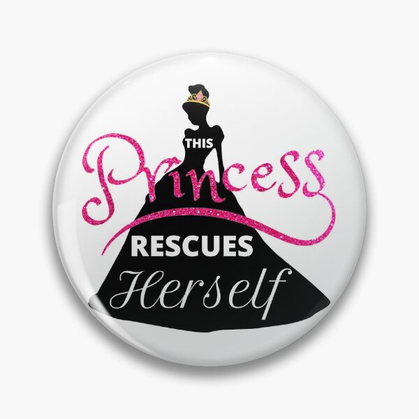 Item preview, This Princess Rescues Herself Pink Glitter Sparkly Princess Silhouette Design with Crown designed and sold by TacoRose.