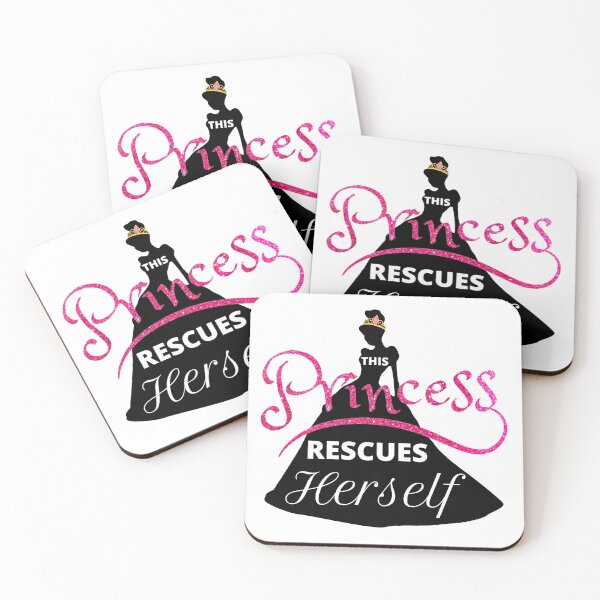 Item preview, This Princess Rescues Herself Pink Glitter Sparkly Princess Silhouette Design with Crown designed and sold by TacoRose.