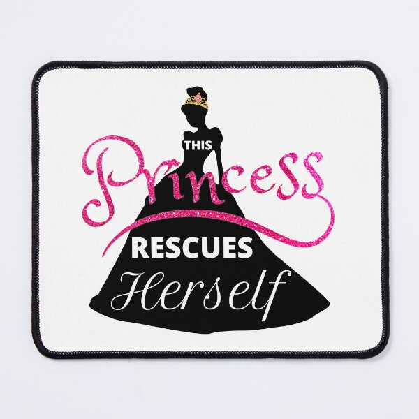 Item preview, This Princess Rescues Herself Pink Glitter Sparkly Princess Silhouette Design with Crown designed and sold by TacoRose.