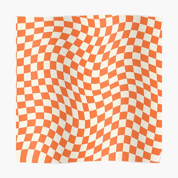 Wavy Orange Checks Poster