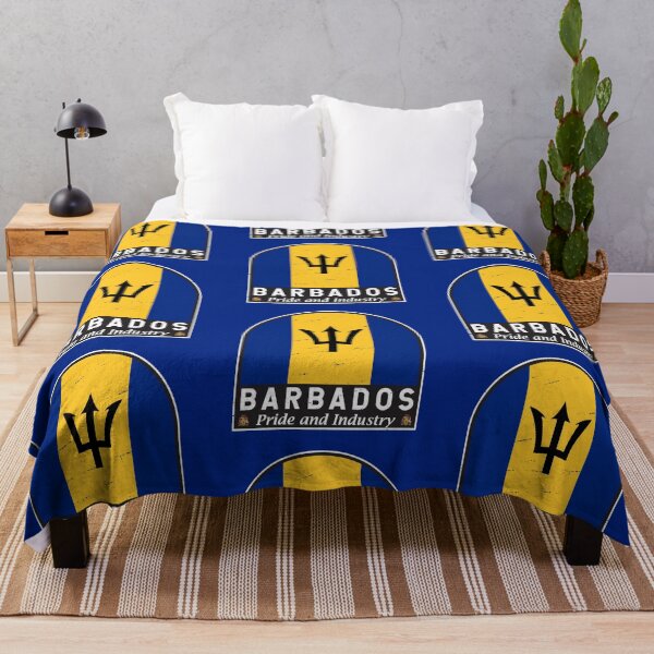 Item preview, Barbados Flag Emblem Distressed Vintage designed and sold by KrisSidDesigns.