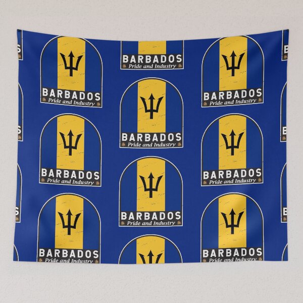 Item preview, Barbados Flag Emblem Distressed Vintage designed and sold by KrisSidDesigns.