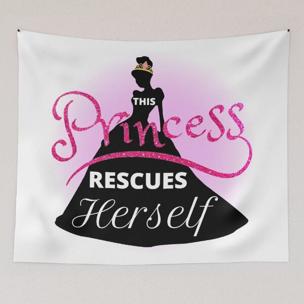 Item preview, Copy of This Princess Rescues Herself Pink Glitter Sparkly Princess Silhouette Design with Crown Purple Glow designed and sold by TacoRose.