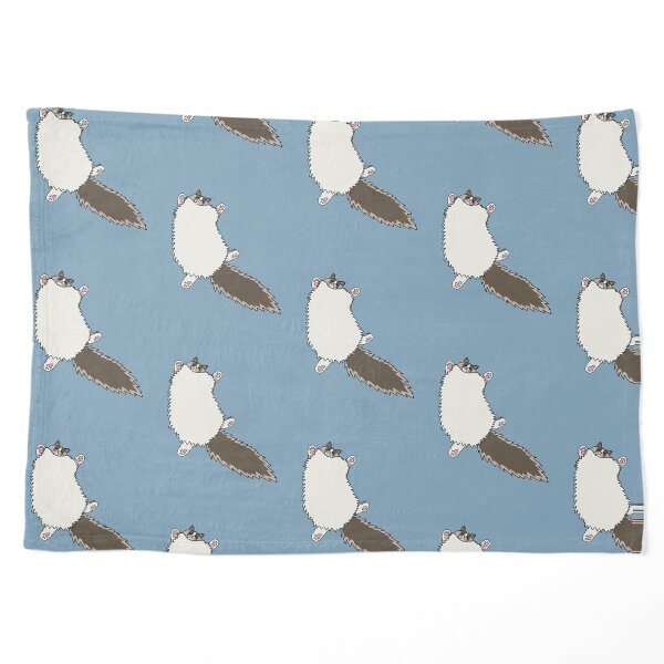 Fluffy Ragdoll Cat Stretch - Glacial Lake Background Pet Blanket