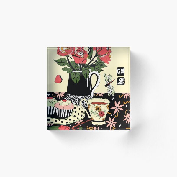 camellia tea with roses Acrylic Block