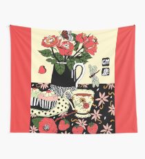 camellia tea with roses Wall Tapestry