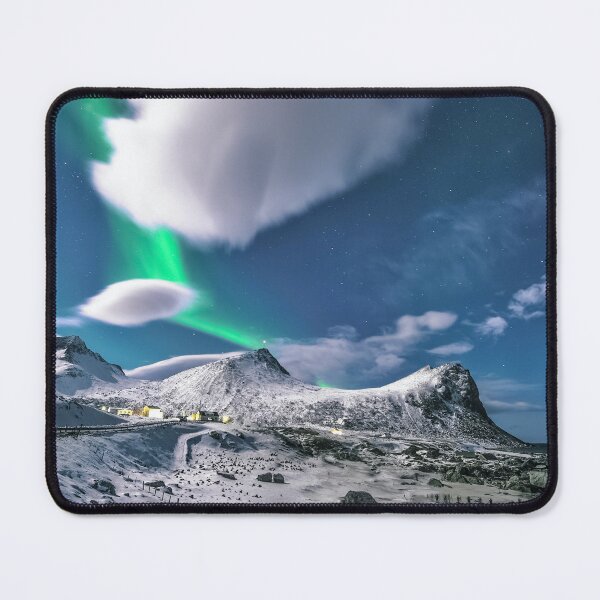 Item preview, mountains full of snow mixed with nortern lighs in the morning designed and sold by ImRotem.