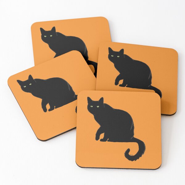 Item preview, Pitch Black Cat - Orange Background designed and sold by EcoElsa.