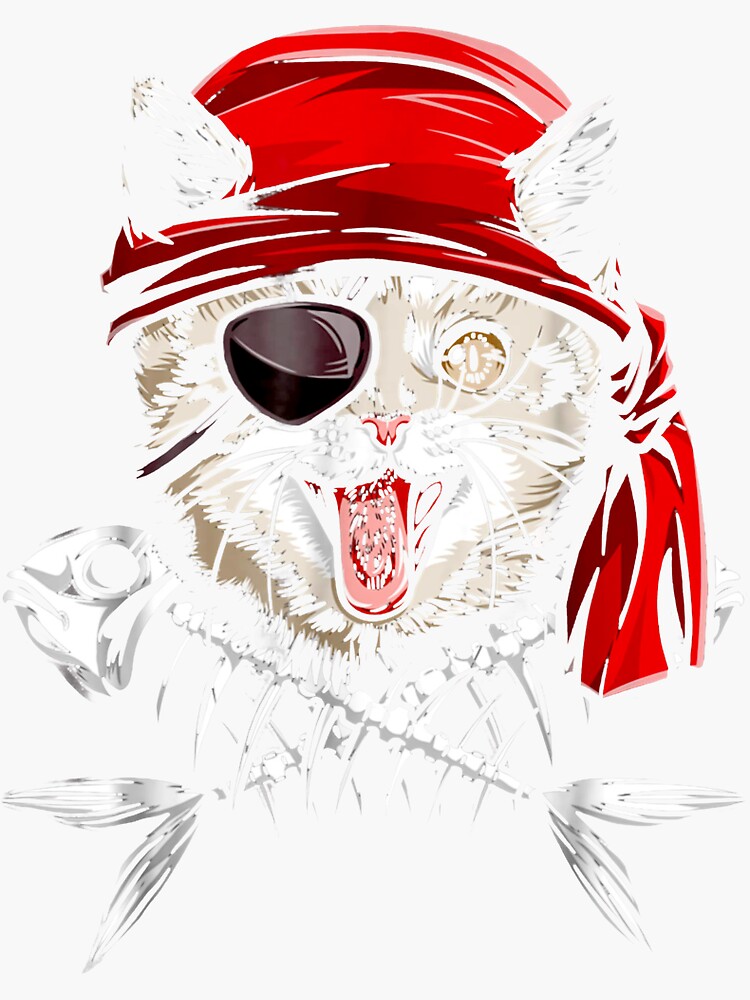 "Cat Pirate Jolly Roger Flag and Crossbones" Sticker by APTufnall