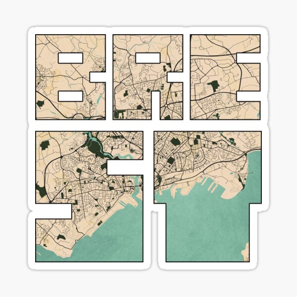 Item preview, Brest City Map of Brittany, France - Vintage designed and sold by deMAP.