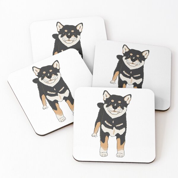 Item preview, Shiba Inu Puppy Saying Hello - Black Coloration & White background designed and sold by EcoElsa.
