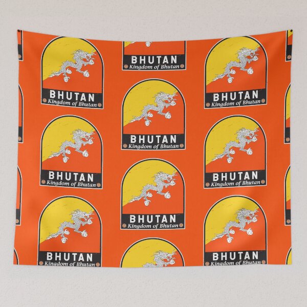Item preview, Bhutan Flag Emblem Distressed Vintage designed and sold by KrisSidDesigns.