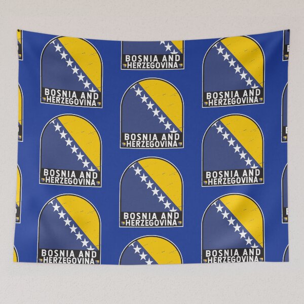 Artikelvorschau, Bosnien und Herzegowina Flagge Emblem Distressed Vintage entworfen und verkauft von KrisSidDesigns.