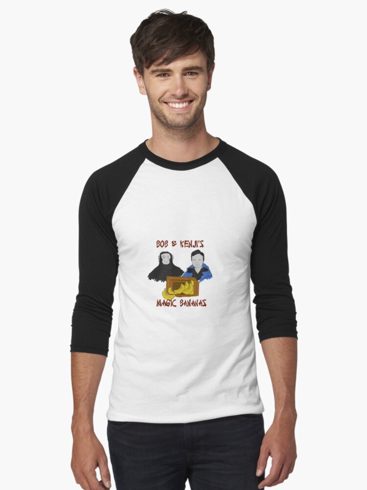 Thumbnail 1 of 3, Baseball ¾ Sleeve T-Shirt, Magic Bananas [Red Font] designed and sold by darkmyre.