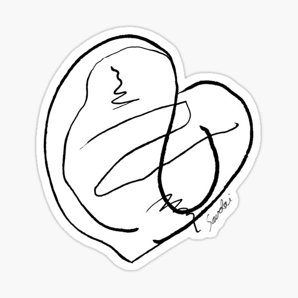 Fuzzy Heart, Signed Sticker