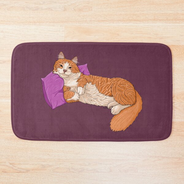 Item preview, Smug Ginger Tabby Cat - Plum Background designed and sold by EcoElsa.