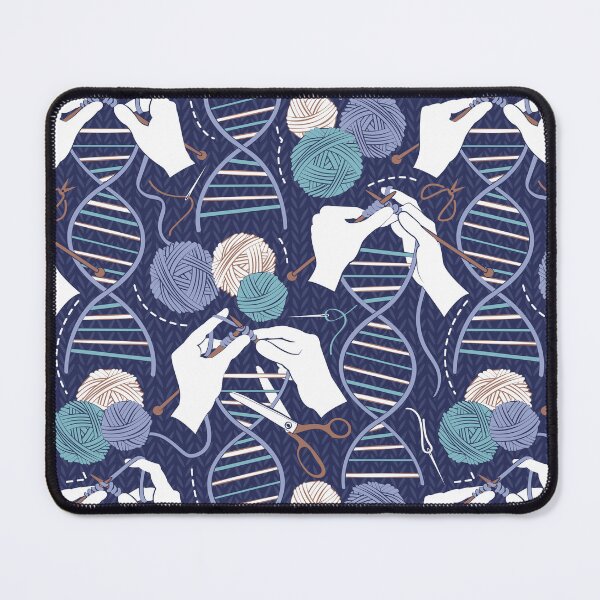 Item preview, Knitting DNA // navy blue background indigo blue and teal wool balls and knit details designed and sold by SelmaCardoso.