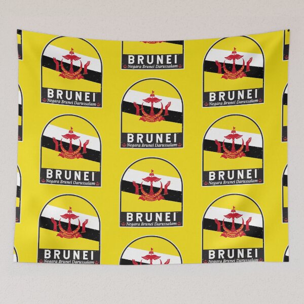 Item preview, Brunei Flag Emblem Distressed Vintage designed and sold by KrisSidDesigns.