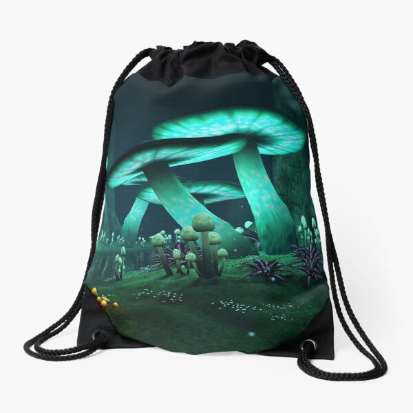 Luminous Mushrooms Drawstring Bag