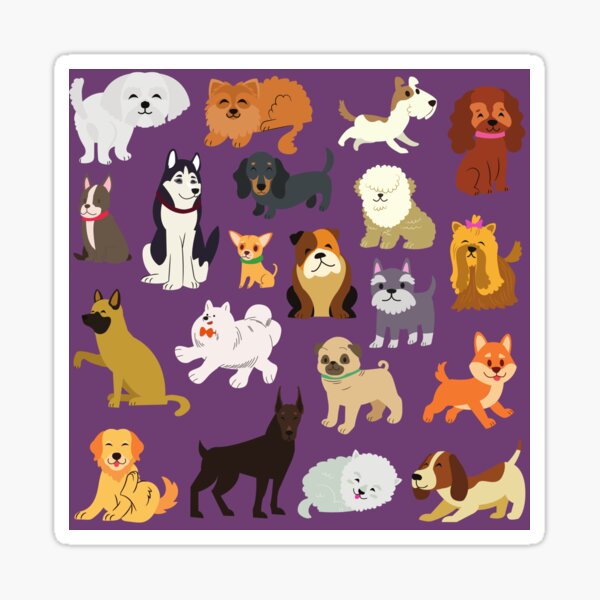 Cute Dogs + Puppies - Purple Sticker