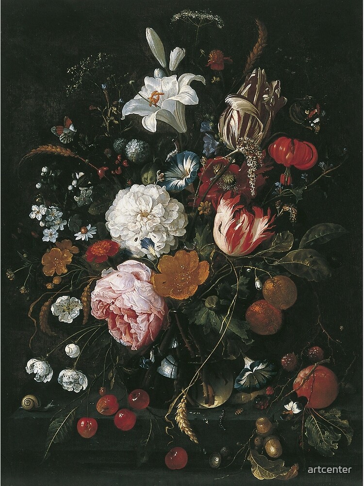 "Jan Davidsz. De Heem Flowers In A Glass Vase With Fruit" Photographic Print for Sale by