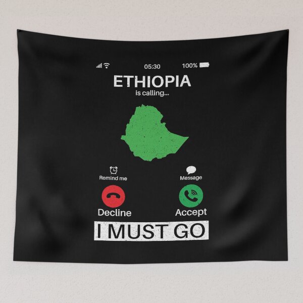 Item preview, Ethiopia Is Calling I Must Go: Ethiopia Home Calling - Vintage Flag Ethiopian Pride Vacation designed and sold by Adexyl.