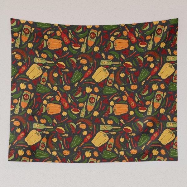 Item preview, Mild & Hot Peppers Seamless Pattern - Raven Gray designed and sold by EcoElsa.