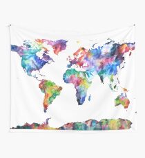 Watercolor World map Wall Tapestry