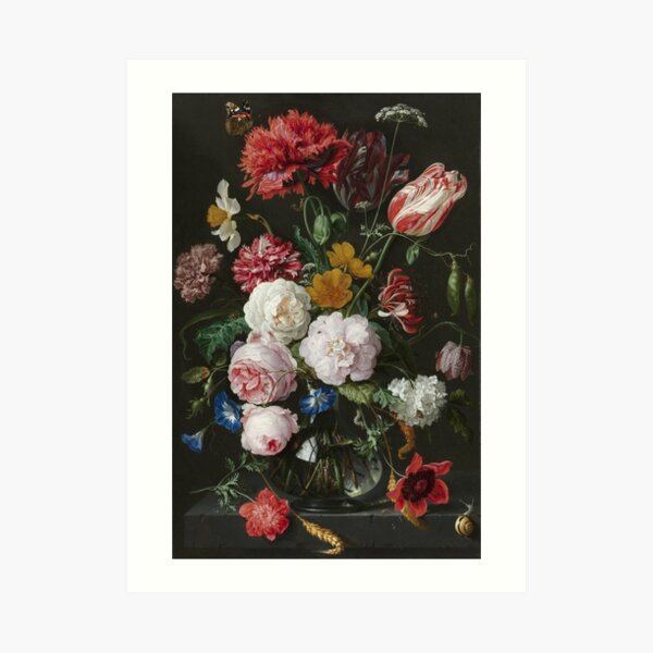 Jan Davidsz. De Heem - Still Life With Flowers In A Glass Vase, 1683 Art Print
