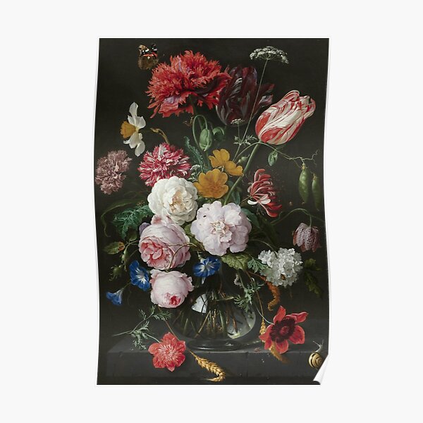 Jan Davidsz. De Heem - Still Life With Flowers In A Glass Vase, 1683 Poster
