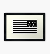 American Flag, ARMY, REVERSE FLAG, Stars & Stripes, US, USA, America, Black on white Framed Print