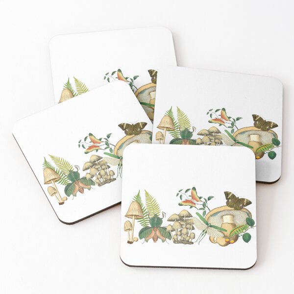 Item preview, Forest Floor - mushrooms and insect botanical designed and sold by ZinZoe.
