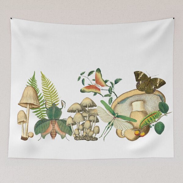 Item preview, Forest Floor - mushrooms and insect botanical designed and sold by ZinZoe.