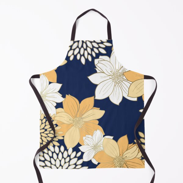 Artikelvorschau, Yellow and Gold Floral Garden on Navy Blue entworfen und verkauft von meggydesigns.