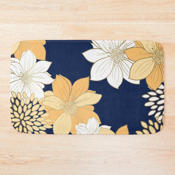 Item preview, Yellow and Gold Floral Garden on Navy Blue designed and sold by meggydesigns.