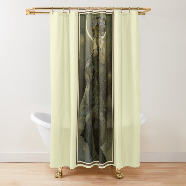 Mucha's The Moon and The Stars Series - The Moon Vintage Reproduction Shower Curtain