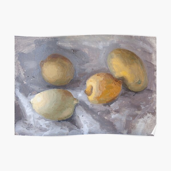 Peinture à l'huile de citrons Poster