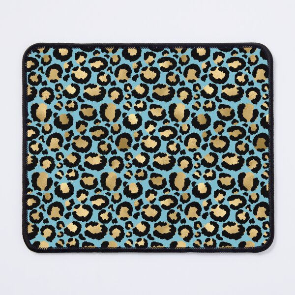 Item preview, Blue Turquoise Gold Metallic Leopard Print Fur Spots designed and sold by ColorFlowArt.