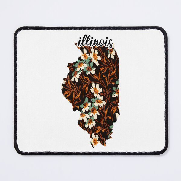 Item preview, Floral Map of USA States Illinois - Map of Illinois designed and sold by AmethystMurad.