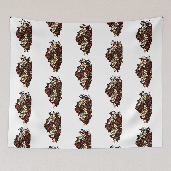 Item preview, Floral Map of USA States Illinois - Map of Illinois designed and sold by AmethystMurad.