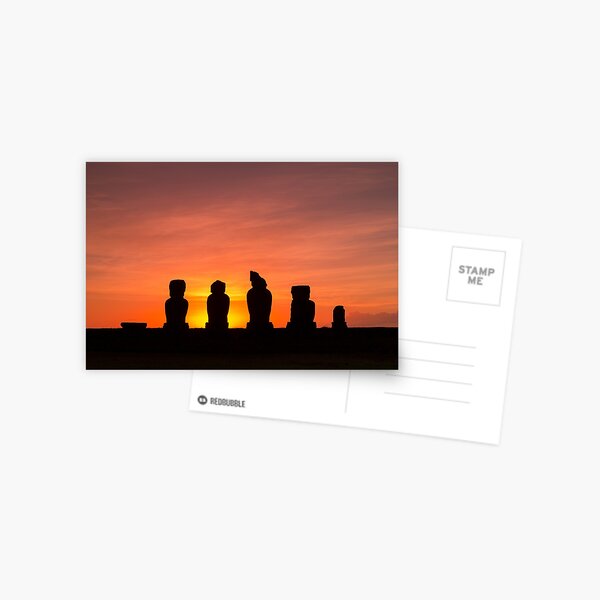 Ahu vai uri sunset in Easter Island Postcard