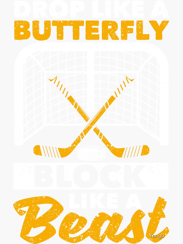 "Ice hockey goalie Falling like a butterfly" Sticker by Yanyo Redbubble