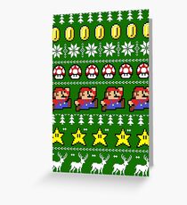 Super Mario 8-Bit Hässliches Weihnachten Grußkarte