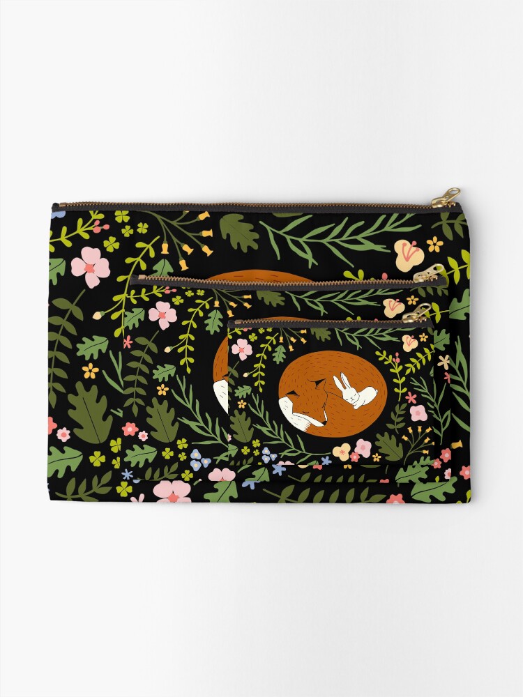 Alternate view of Friendship Fox-Rabbit_BgBlack Zipper Pouch