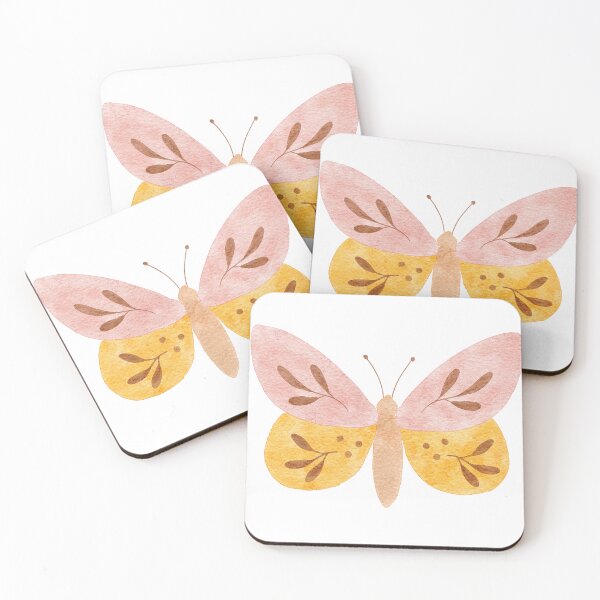 Item preview, Watercolor butterfly pink and yellow designed and sold by ohmiastudio.