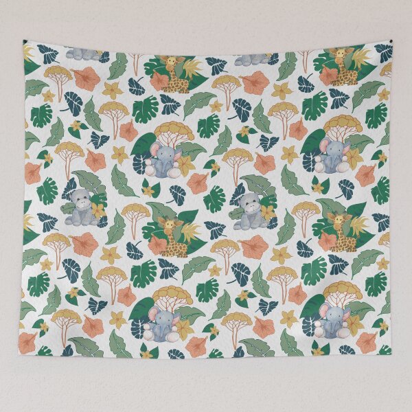 Item preview, Tropical Leaves and Animals pattern designed and sold by CheekyColours.