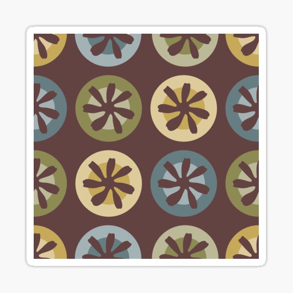 Lush Floral Grid in Organic Colors Sticker