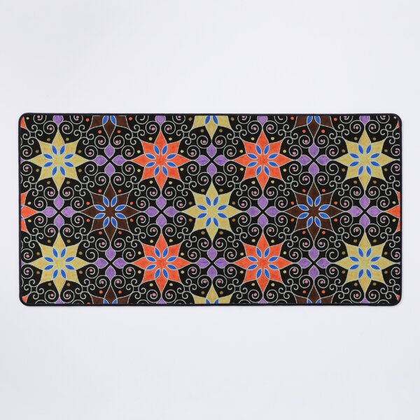 Item preview, Dark but Colorful and Geometrical Star Flowers Design - Detailed Floral or Starry Pattern designed and sold by ckylin.